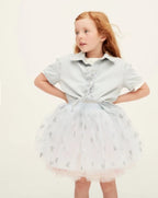 Sky blue tutu with silver glitter hearts