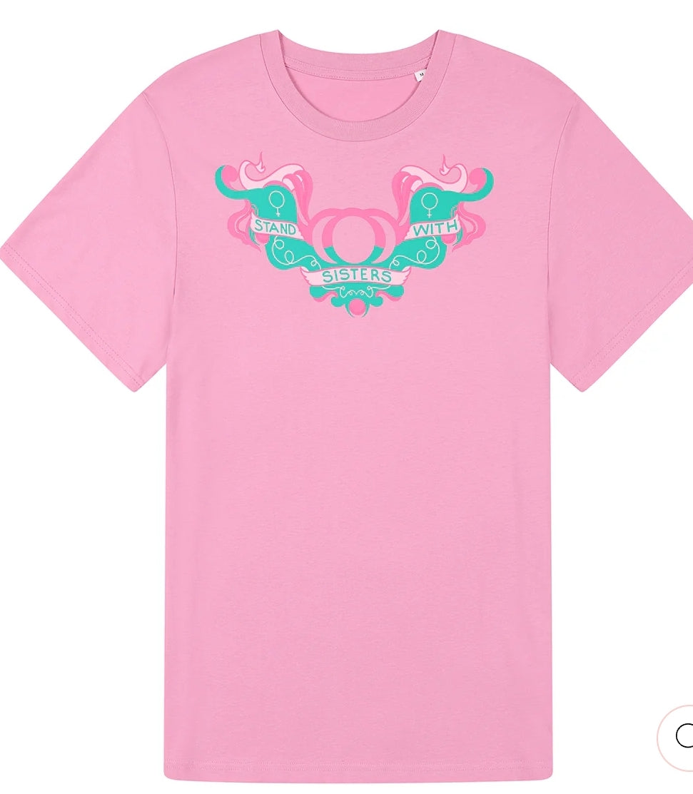 Stand With Sisters bubble gum pink t-shirt