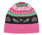 Fairisle wool beanie in bubblegum
