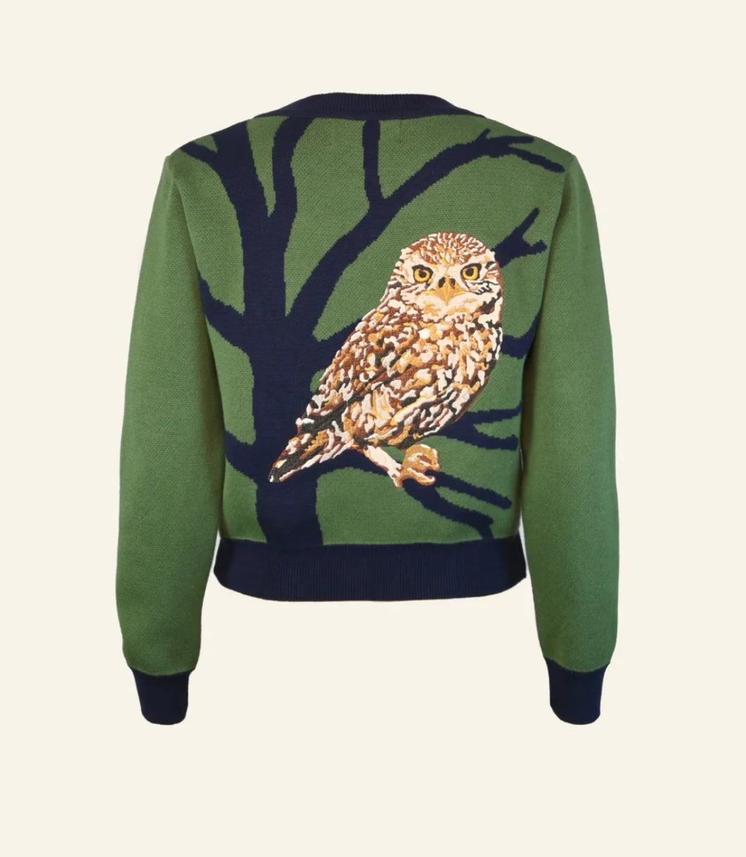 Green Little Owl Vera Cardigan