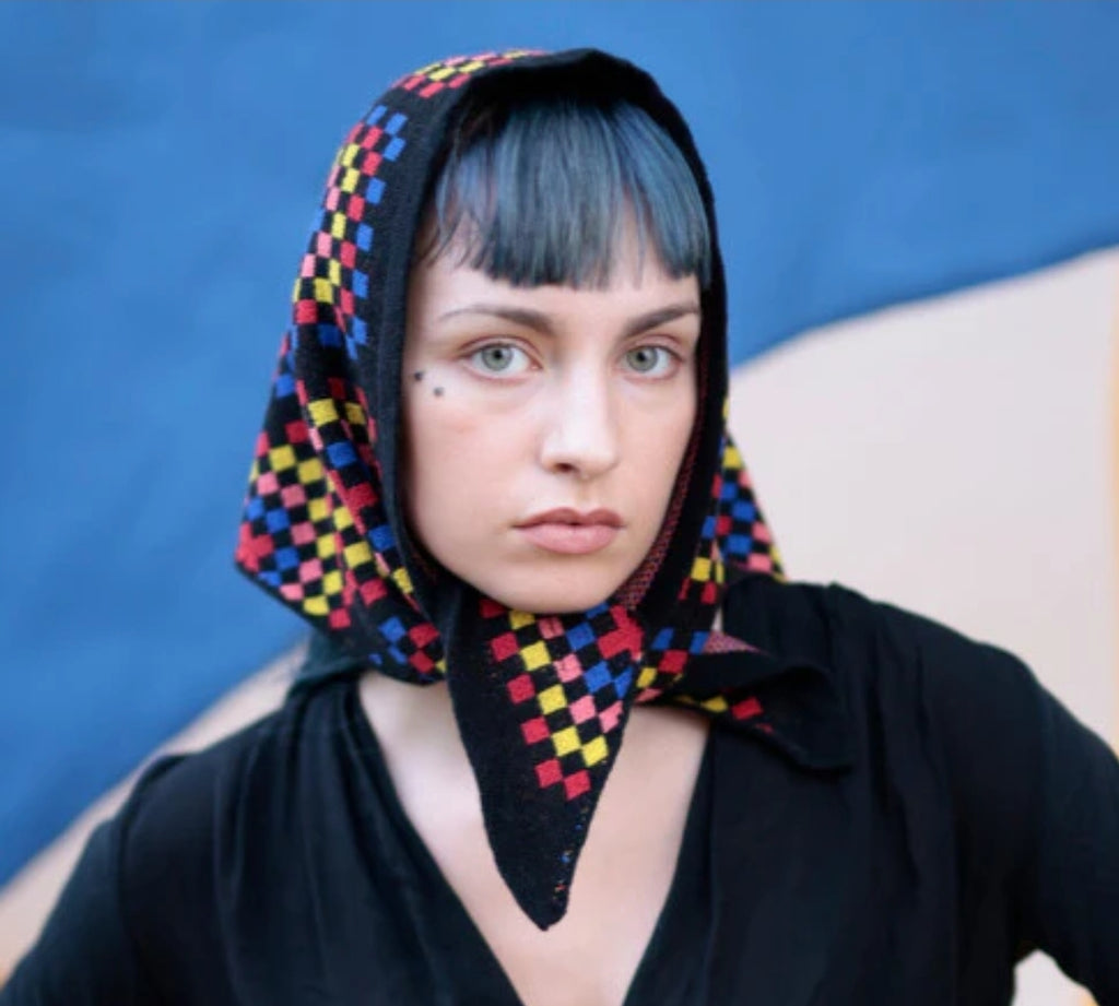 Granny squares triangle wool scarf