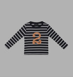 Bob and Blossom Black and White Breton Striped Number T Shirt