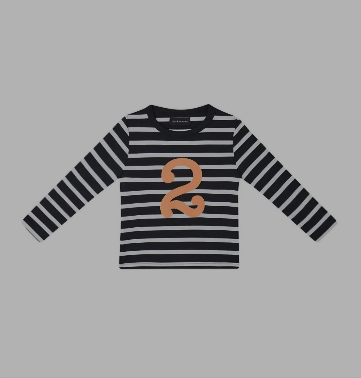Bob and Blossom Black and White Breton Striped Number T Shirt