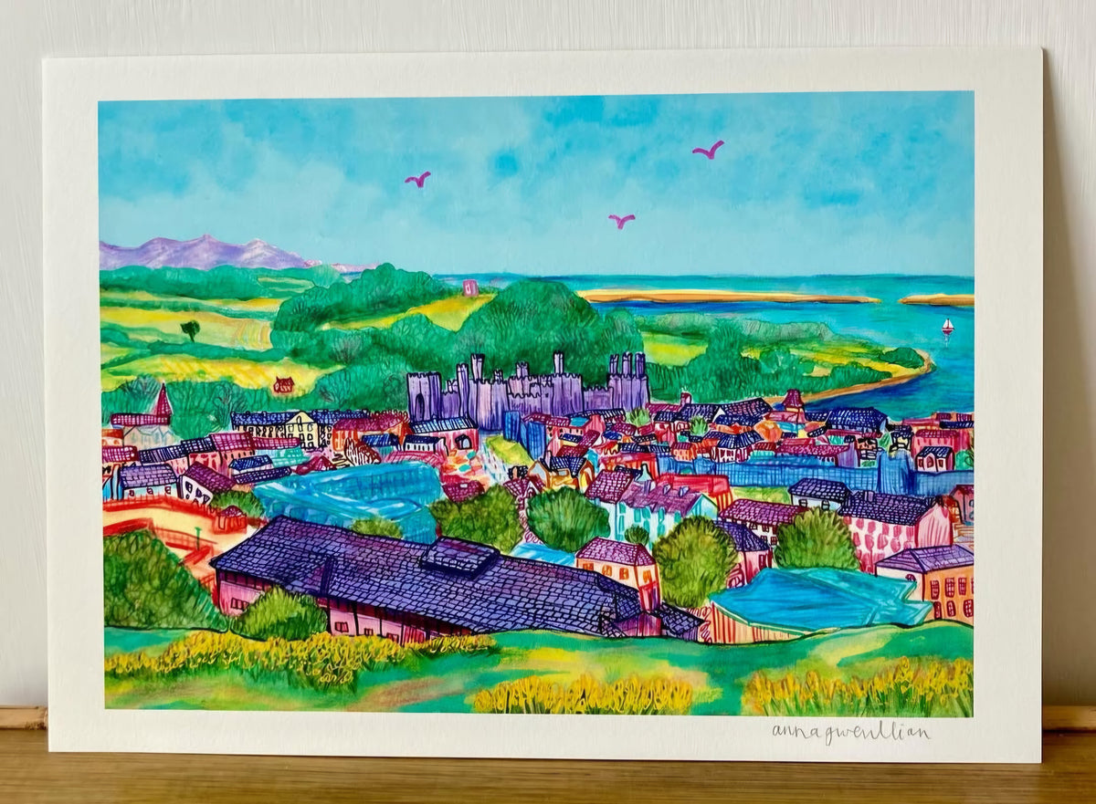 'Caernarfon o Twthill' print by Anna Gwenllian