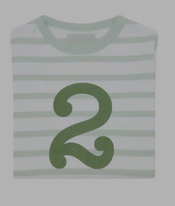 Powder Blue and White Long Sleeve Breton T-Shirt
