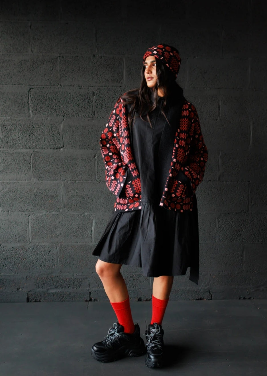 Carthen Merino Wrap cardigan in petal and soot
