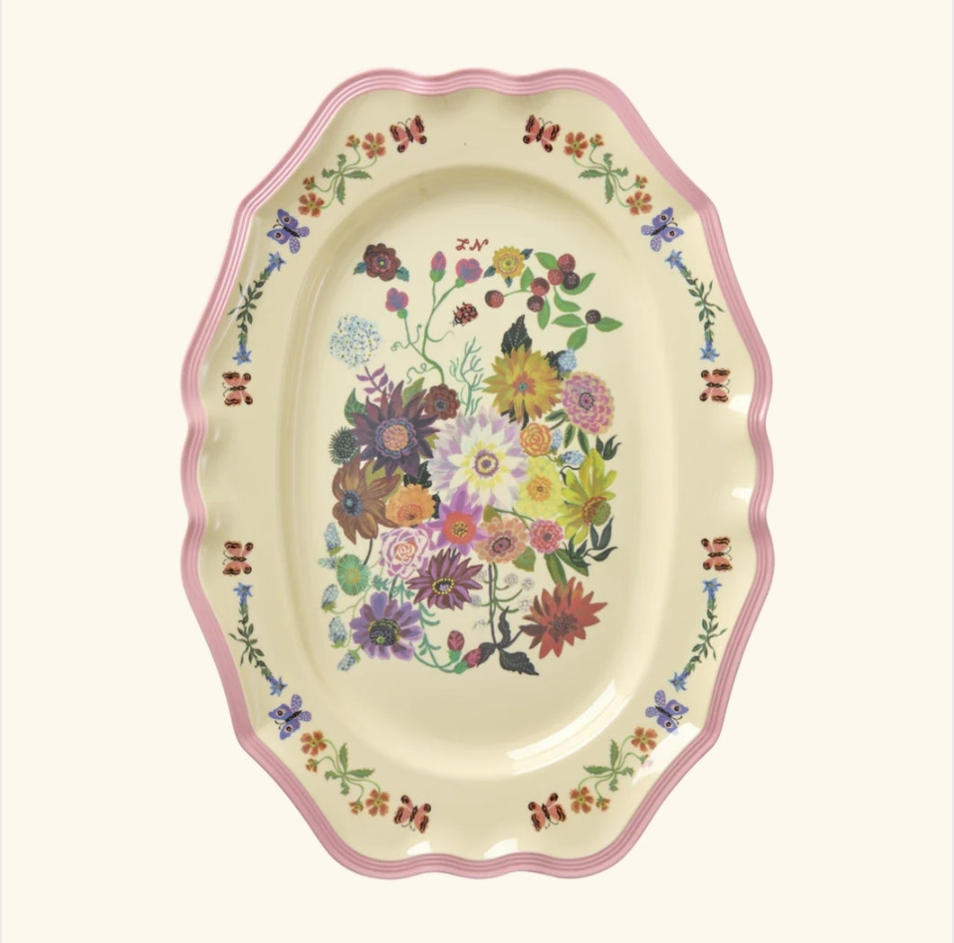 Large vintage flower platter by Nathalie Lété for Rice