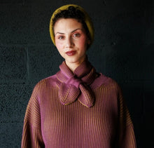 Load image into Gallery viewer, Ffyn Skater scarf in Damson/Moss by Mabli
