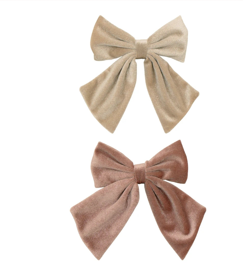 Agnes Oversized velvet bow clips, set of 2