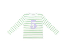 Load image into Gallery viewer, Seafoam and white striped number tops (lilac)
