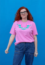 Stand With Sisters bubble gum pink t-shirt