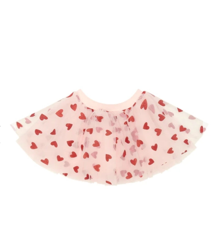Pale pink tutu with red glitter hearts