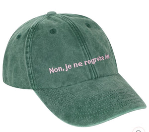 Non, Je Ne Regrette Rien stonewashed green hat