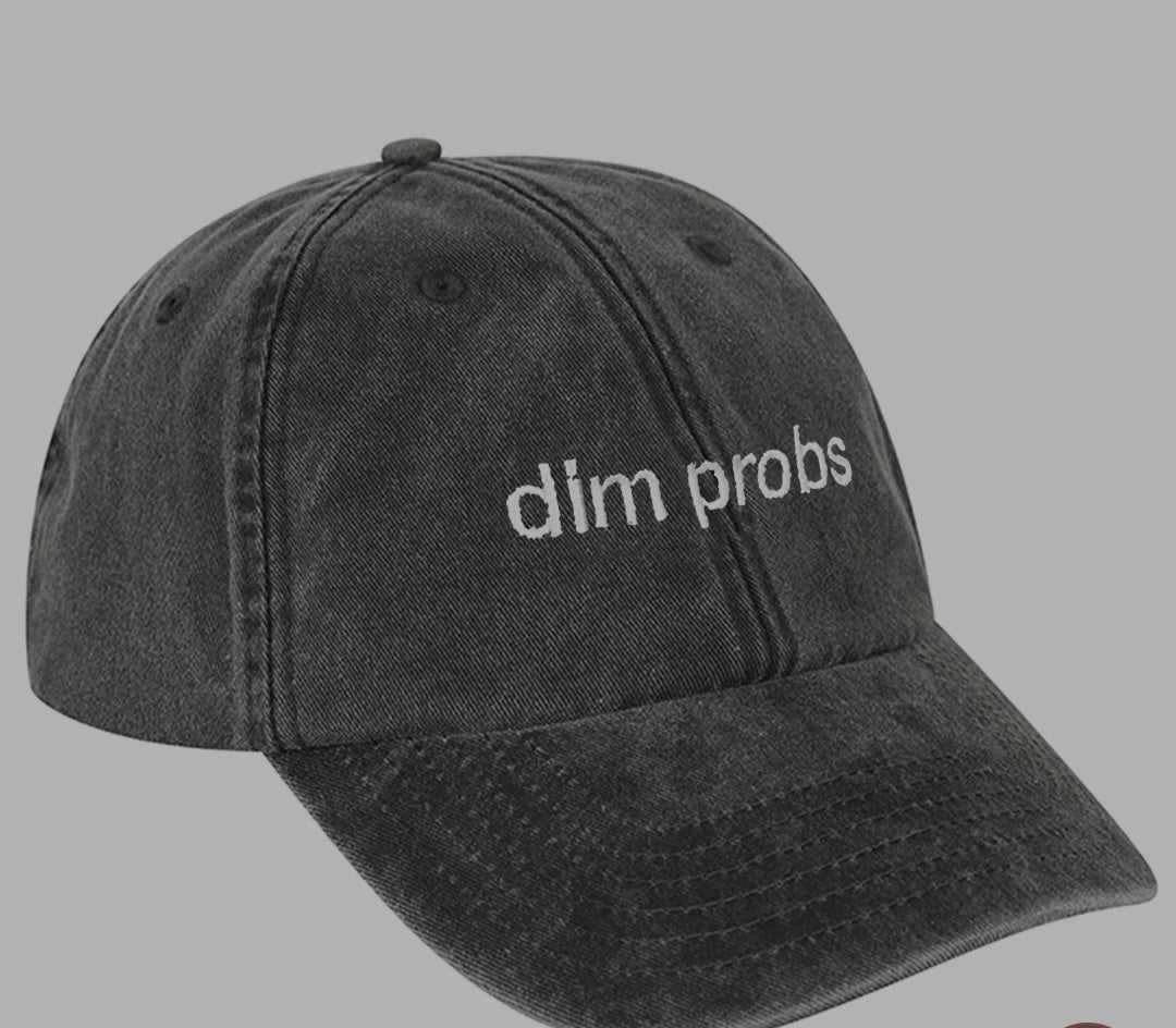"Dim Probs" Baseball Cap in Stonewash Grey