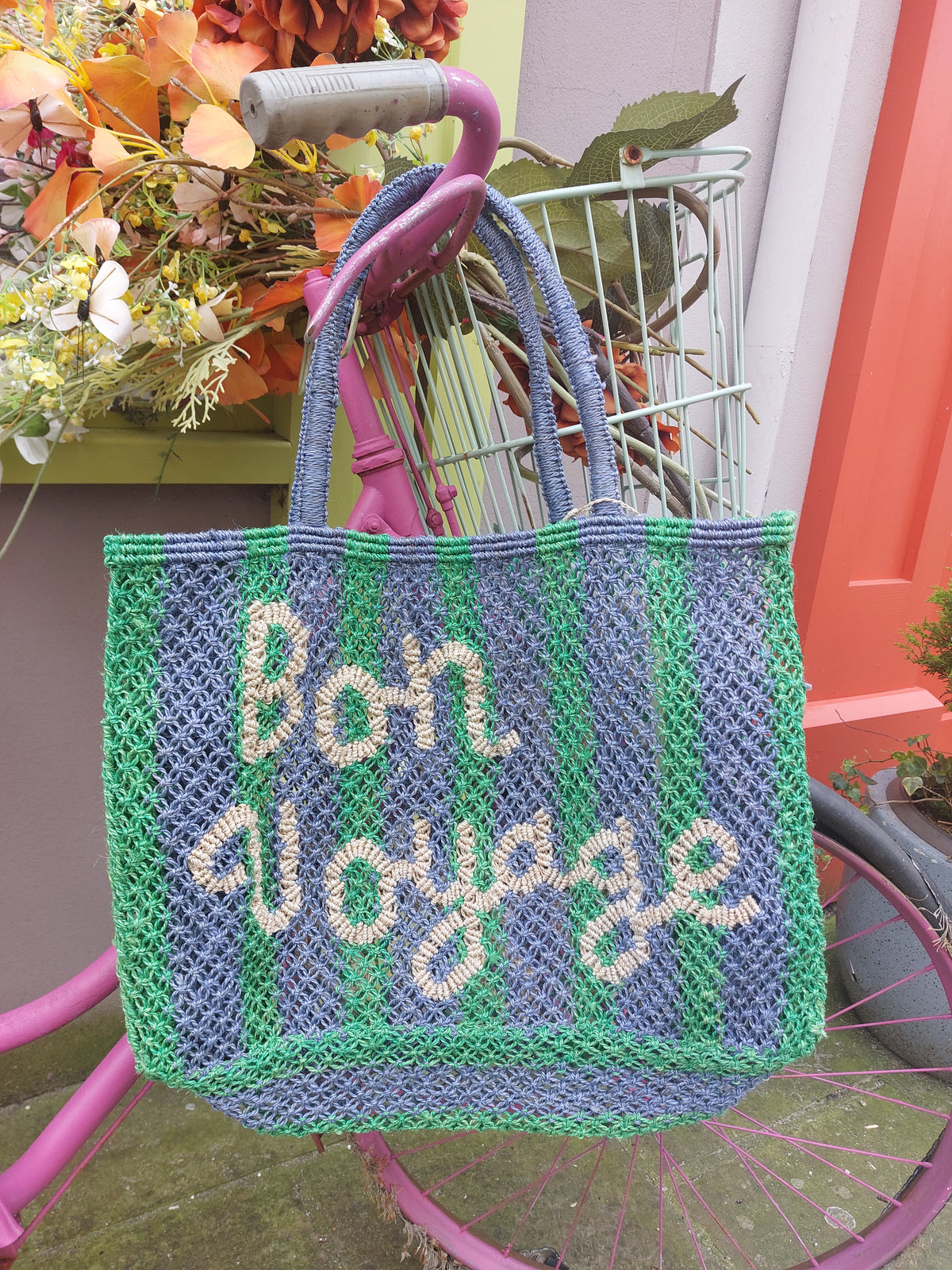 Barry Stripe Bon Voyage bag in blue and natural