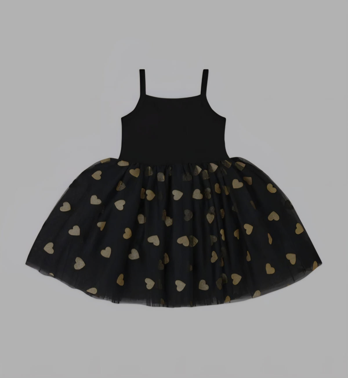 Black and Gold Glitter Heart Dress