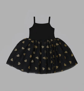 Black and Gold Glitter Heart Dress