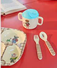 Load image into Gallery viewer, Baby melamine dinner set in blue by Nathalie Lété
