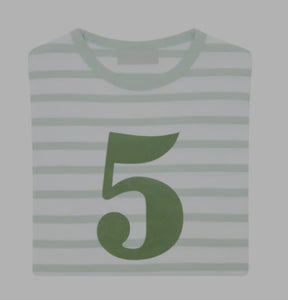 Powder Blue and White Long Sleeve Breton T-Shirt