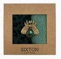 Mint Tokyo and Teal leopard sock duo gift set with jewelled insect brooch