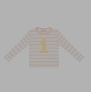 Powder Pink and White Breton Striped Number T Shirt