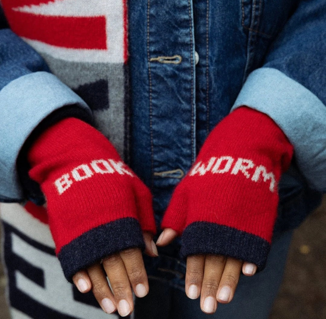 Book Worm Mittens in Rouge & Clay by Black and Beech