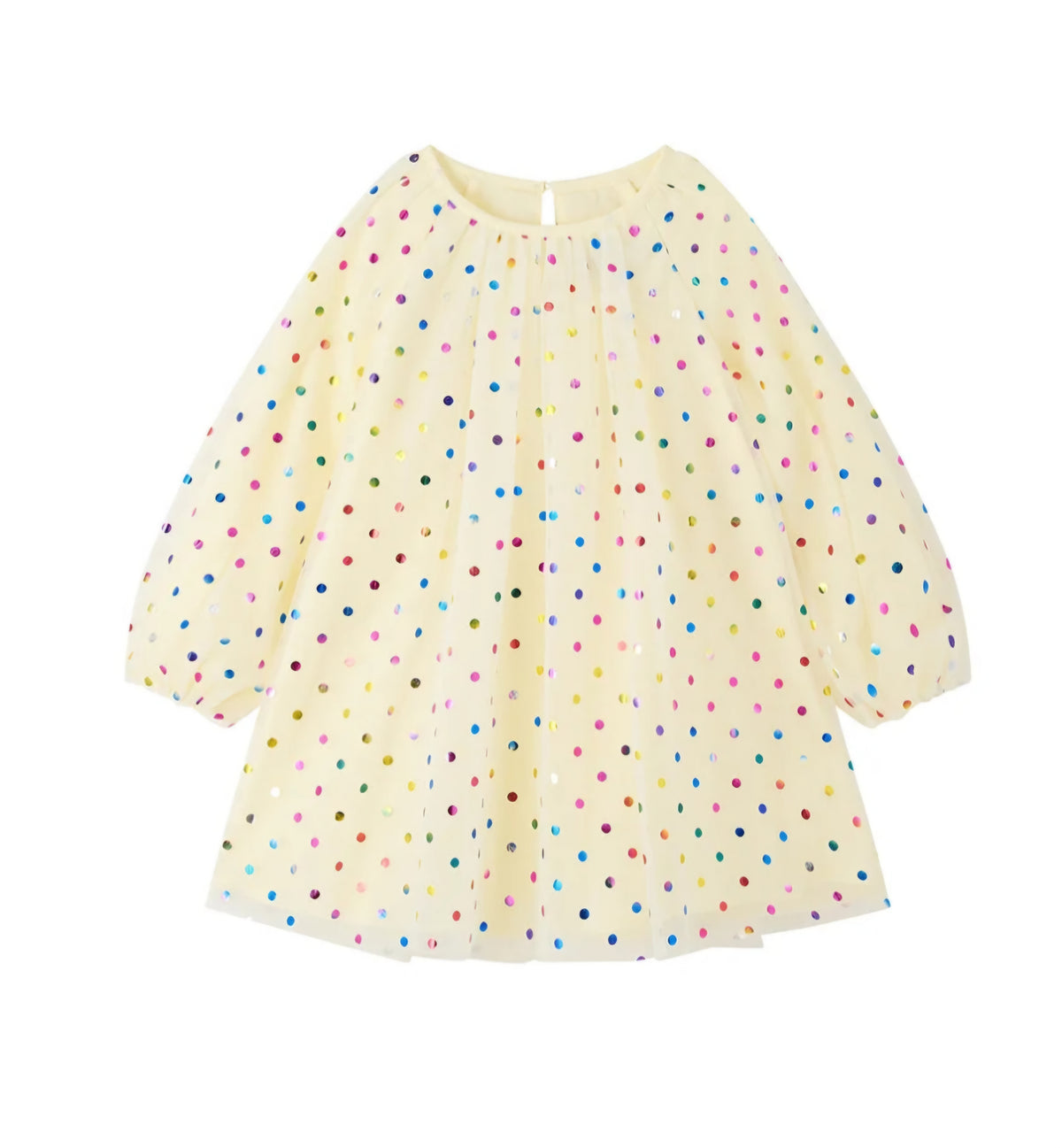 Vanilla Spot Balloon Sleeve Dress by Bob and Blossom