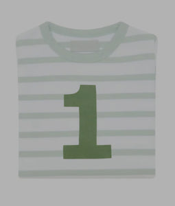 Powder Blue and White Long Sleeve Breton T-Shirt