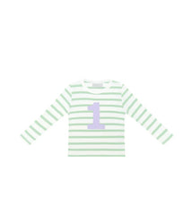 Load image into Gallery viewer, Seafoam and white striped number tops (lilac)
