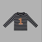 Bob and Blossom Black and White Breton Striped Number T Shirt