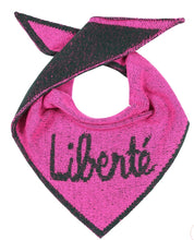 Load image into Gallery viewer, Liberté lambswool triangle scarf in fluro pink and green
