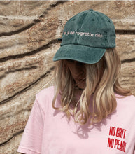 Load image into Gallery viewer, Non, Je Ne Regrette Rien stonewashed green hat
