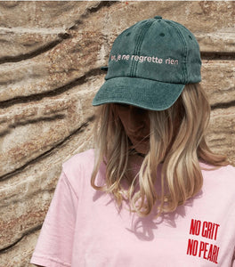 Non, Je Ne Regrette Rien stonewashed green hat