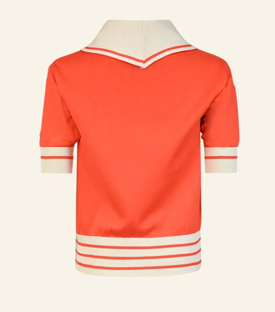 Sailor knitted top - coral