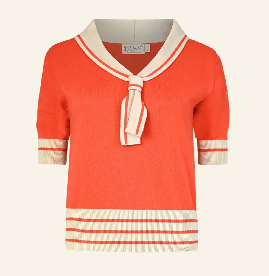Sailor knitted top - coral