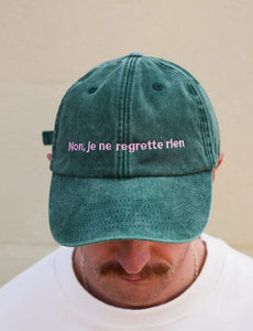 Non, Je Ne Regrette Rien stonewashed green hat