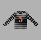 Bob and Blossom Black and White Breton Striped Number T Shirt