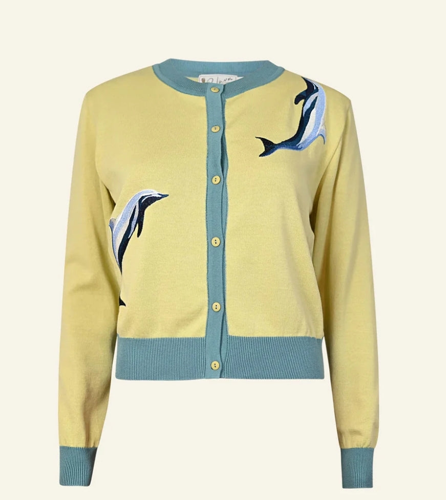 Vera Cardigan Yellow Dolphins