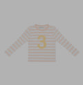 Powder Pink and White Breton Striped Number T Shirt