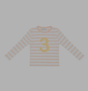 Powder Pink and White Breton Striped Number T Shirt