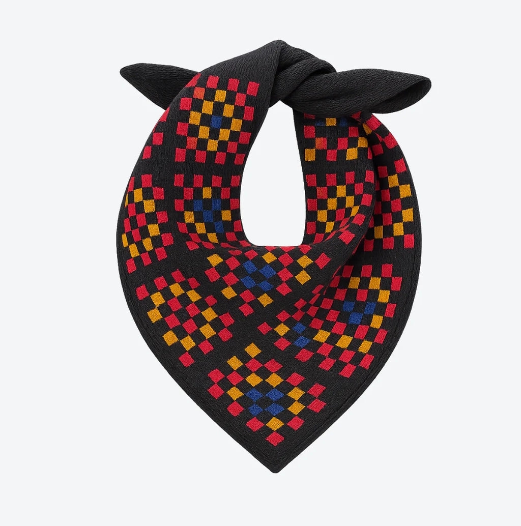 Granny squares triangle wool scarf