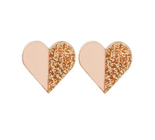 Load image into Gallery viewer, Split Heart Studs by FizzGoesPop
