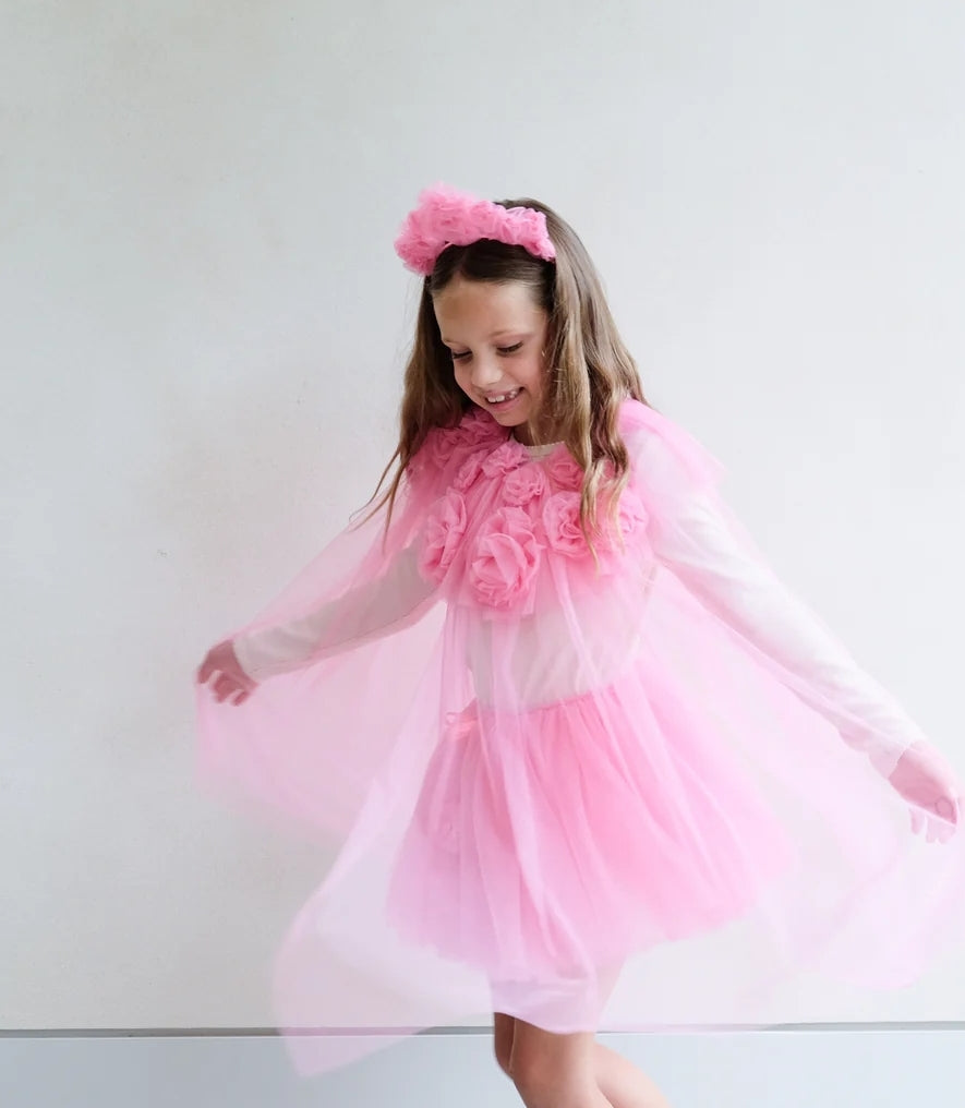 Pink Ruffle Flower Cape