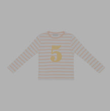 Load image into Gallery viewer, Powder Pink and White Breton Striped Number T Shirt
