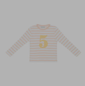 Powder Pink and White Breton Striped Number T Shirt