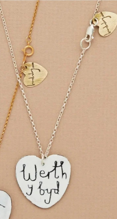 Heart enamel necklaces by Buddug