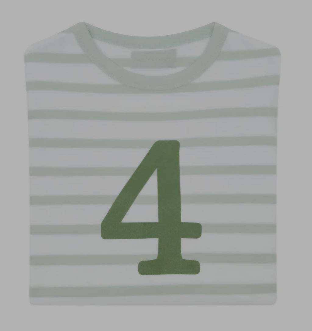Powder Blue and White Long Sleeve Breton T-Shirt