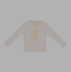 Powder Pink and White Breton Striped Number T Shirt
