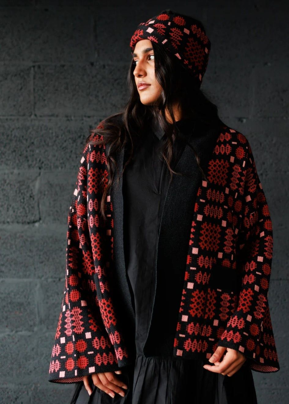 Carthen Merino Wrap cardigan in petal and soot