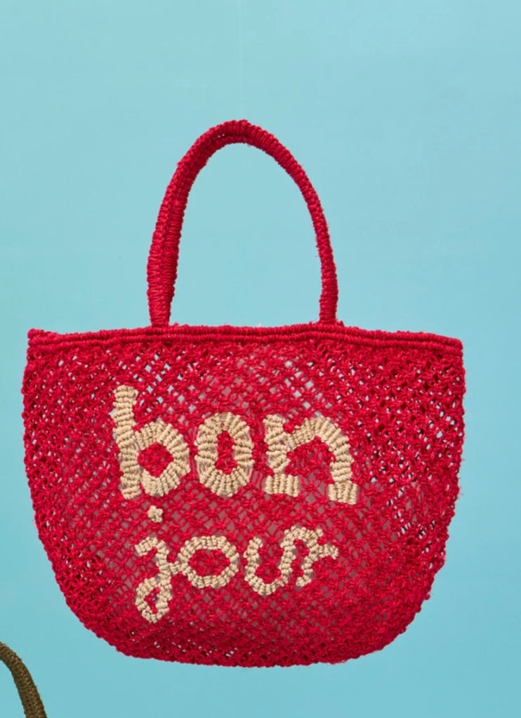 Bonjour Jute bag in raspberry